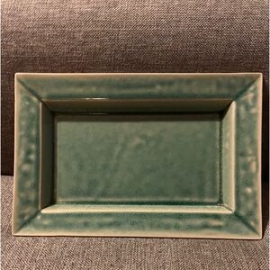 Vintage Beautiful Turquoise Aqua Ceramic Tray/Platter “Jars” Made In France 12x9